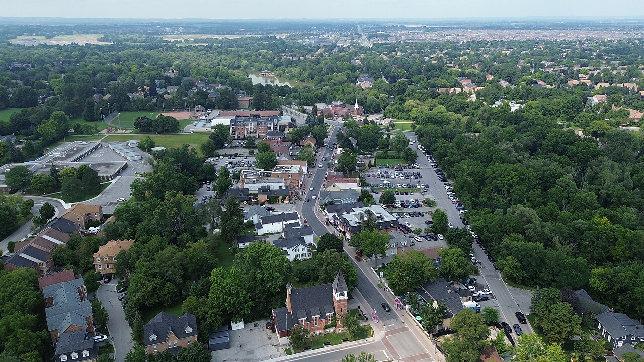 Aerial view of Main Street Unionville in Markham
