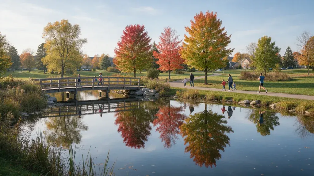 Autumn park pond in Markham