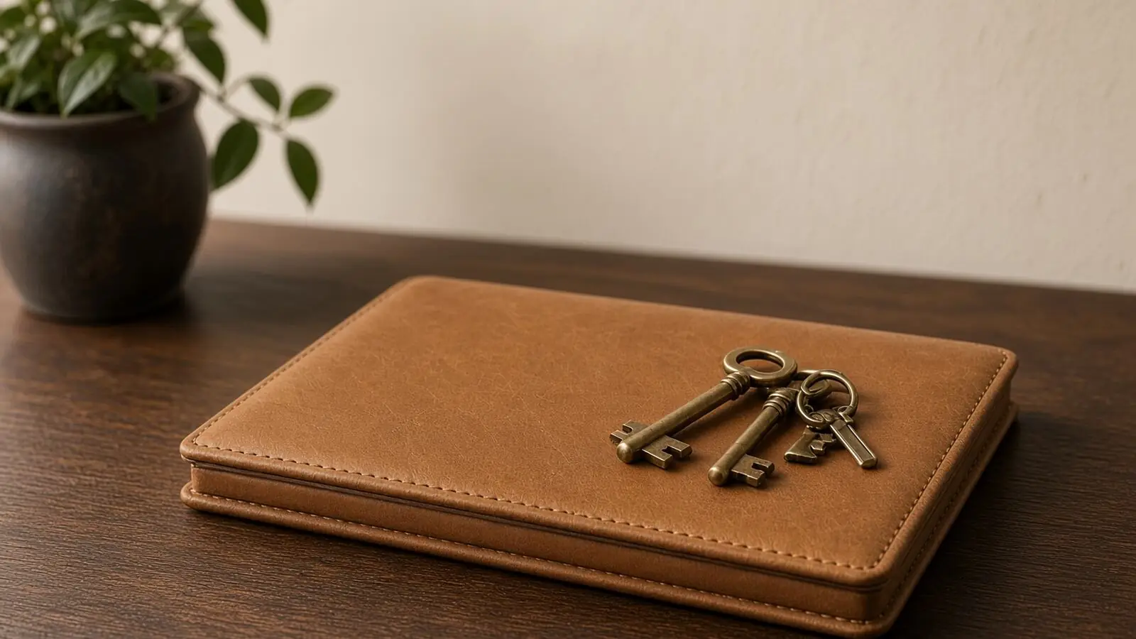 Keys on a leather folder for a business sale