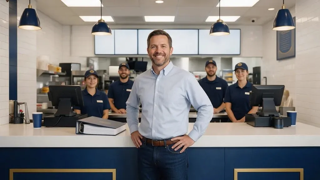 Franchise owner at a quick-service counter