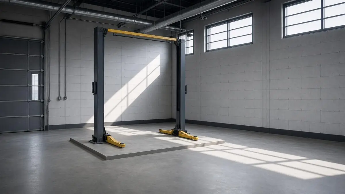 Auto repair bay with a vehicle lift