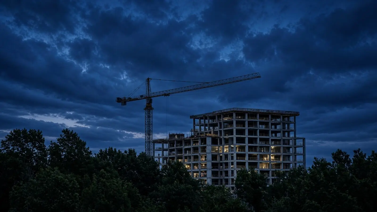 Pre-construction building under a crane in the GTA